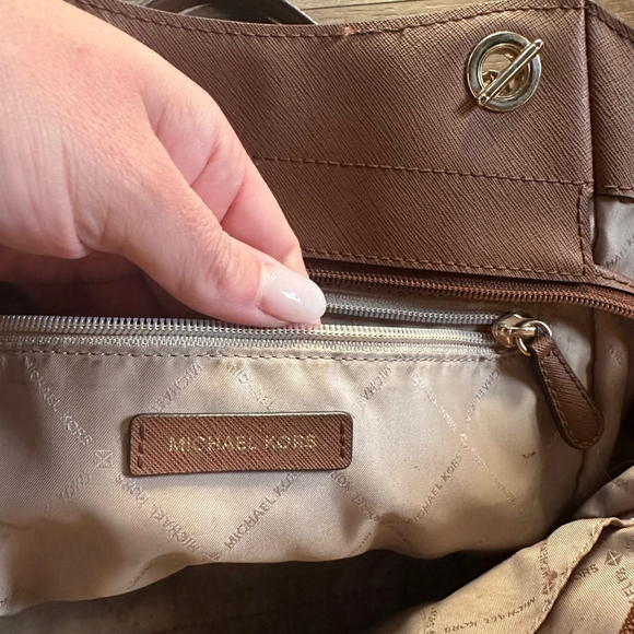 Women's Michael Kors Tote Bag Brown Medium - Picture 6 of 7